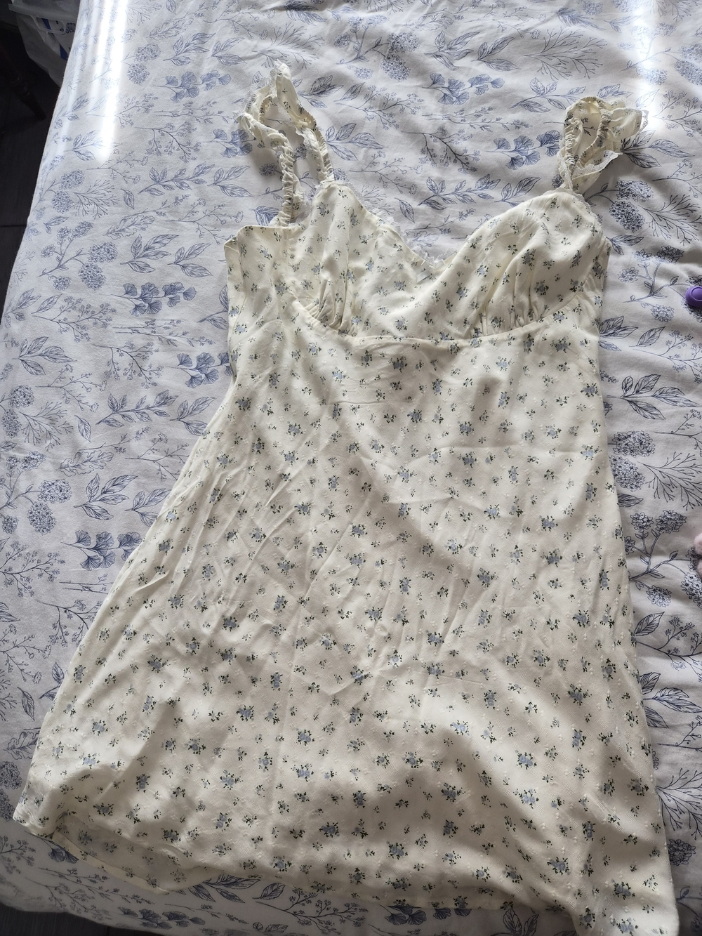 Princess Polly Cream Floral Slip Dress with Ruffled Straps